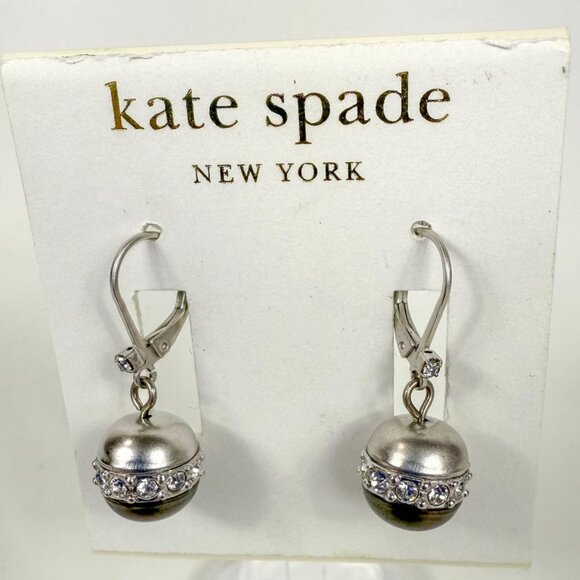 Kate Spade New York 14K Gold Filled Earwire Silver Tone Leverback Round Earrings - Picture 1 of 2